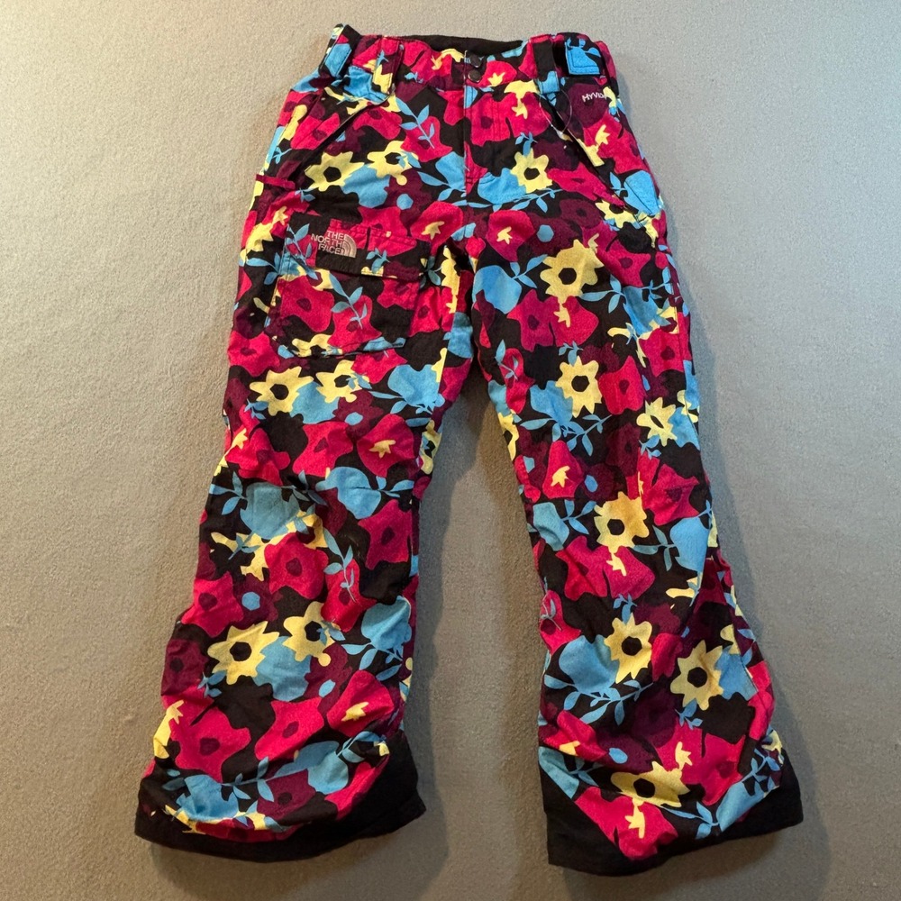 The North Face HyVent Floral Snow Pants Girls M 10/12 Ski Bibs NWOT
